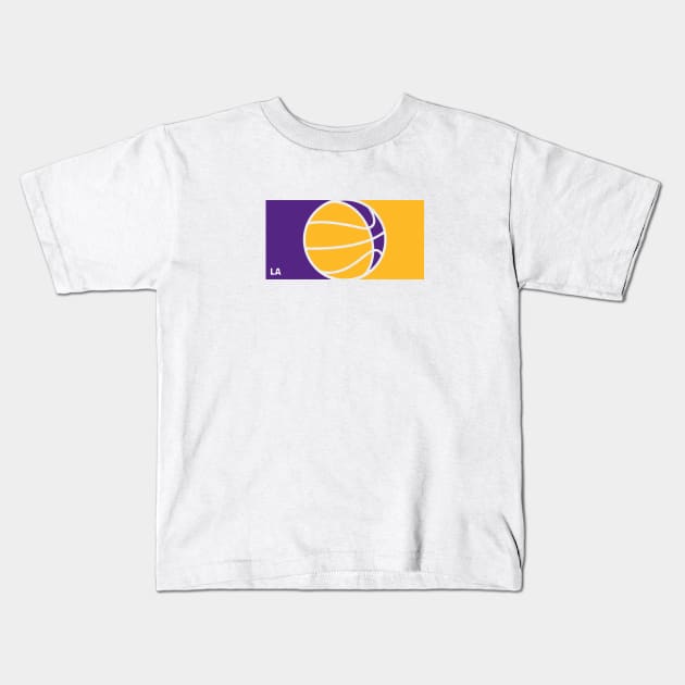 Los Angeles Basketball Purple Yellow Kids T-Shirt by theDK9